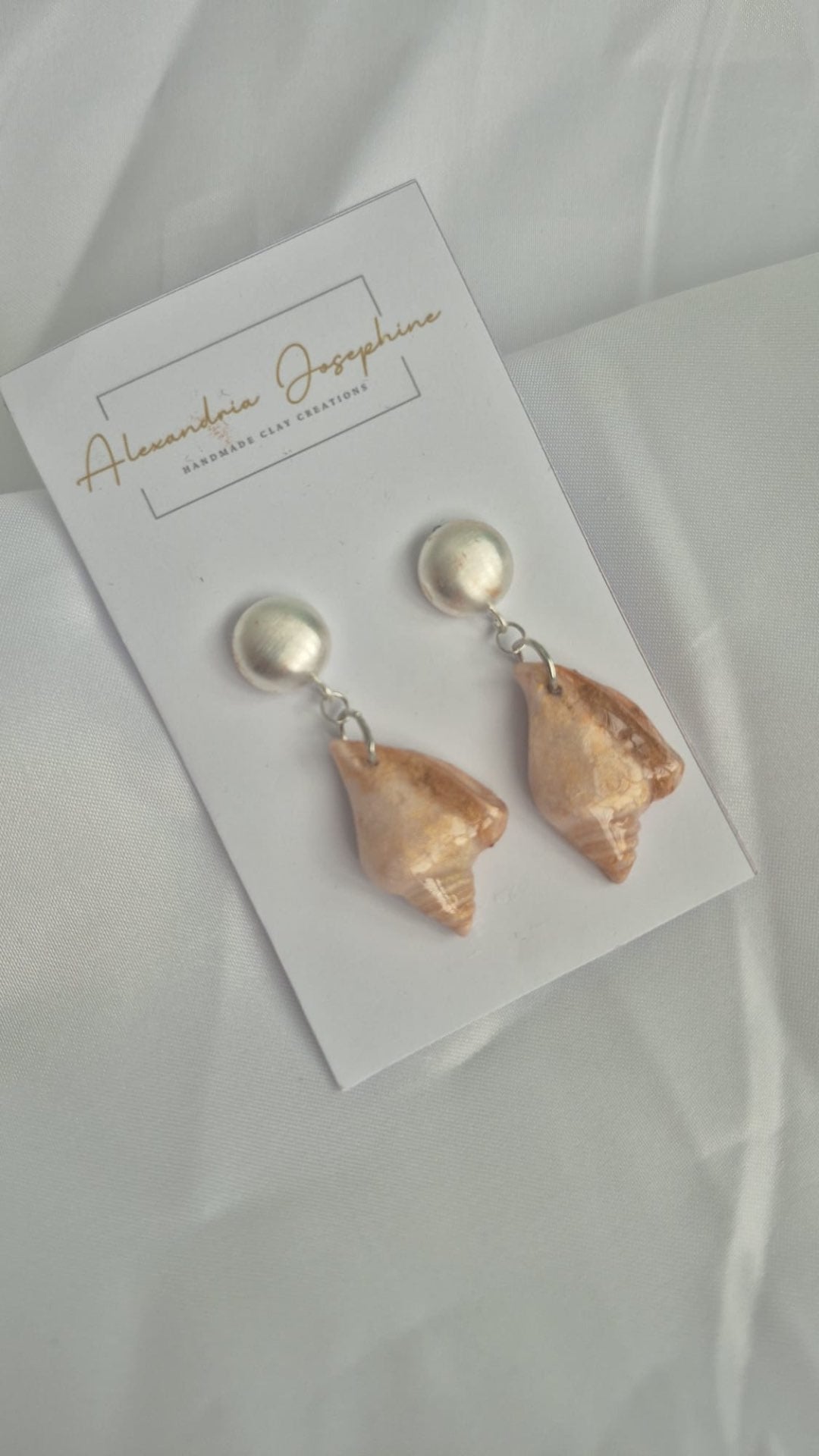Brushed Metal Silver Seashell Earrings