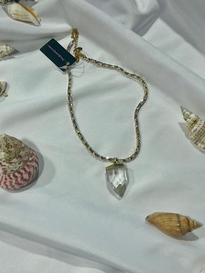 Clarity Amulet – Stainless Steel & Zirconia Clear Quartz Point Necklace