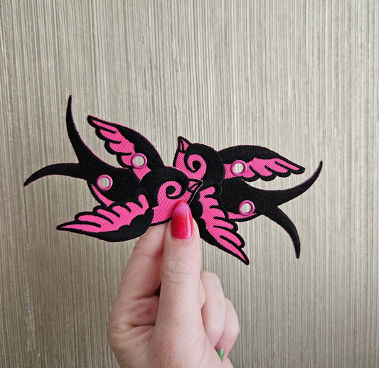 Black and Pink Swallow Duo Lace Accessories