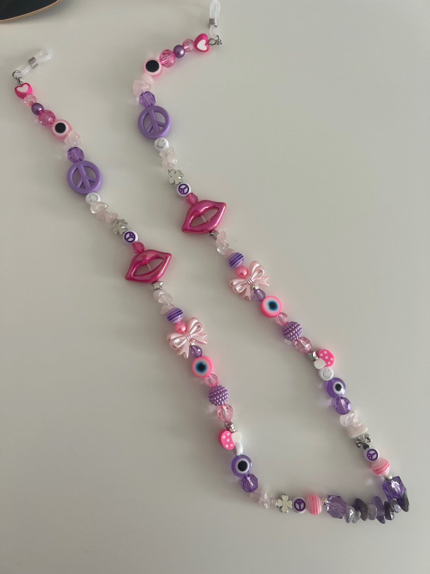 Twin flame sunglasses strap (silver) - pink/purple