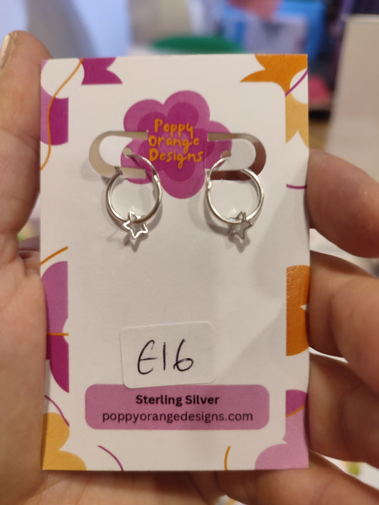 Silver star hoops