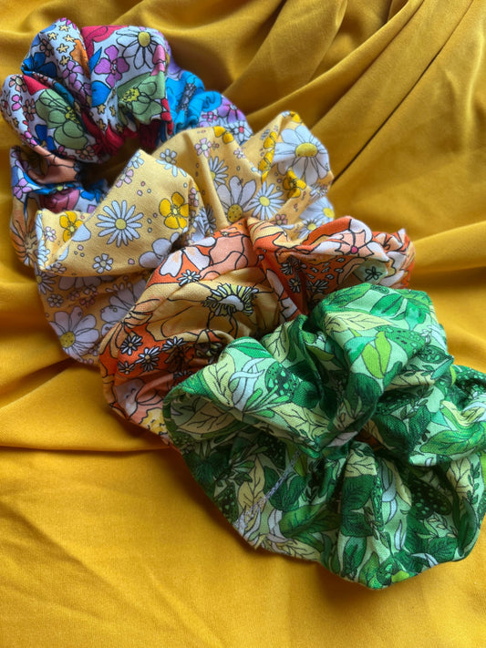Scrunchie Set - Rainbow Garden Citrus
