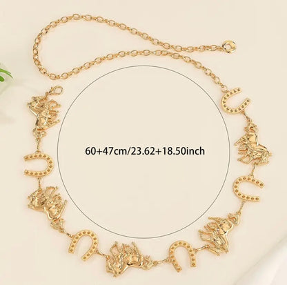 Golden Gallop Horseshoe Chain Belt