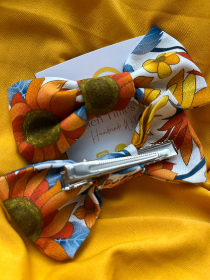 Hair Bow Clips - Golden Sunflower