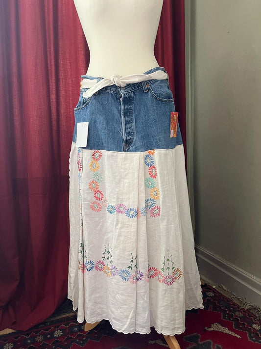Long Table Cloth Denim Skirt