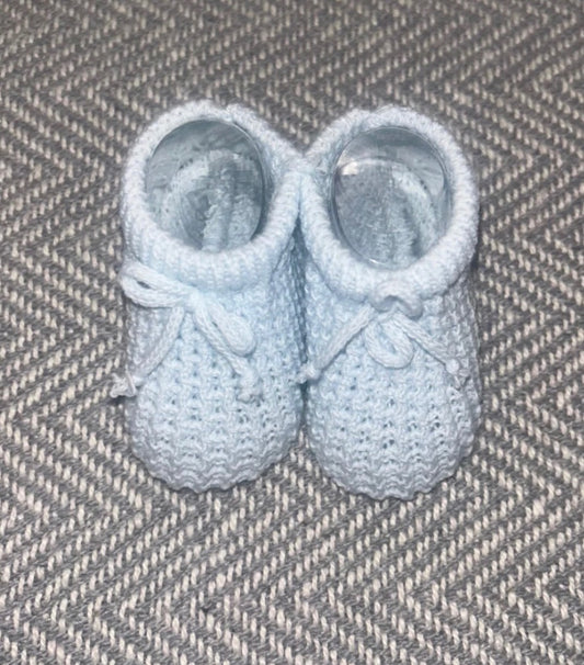Blue Knitted Baby Booties