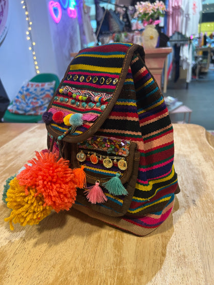 Reworked Backpack with Hand Sewn Embelishments