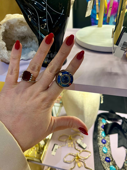 Celestial Alignment Sodalite & Wood Ring