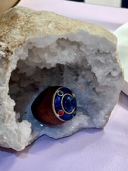 Celestial Alignment Sodalite & Wood Ring