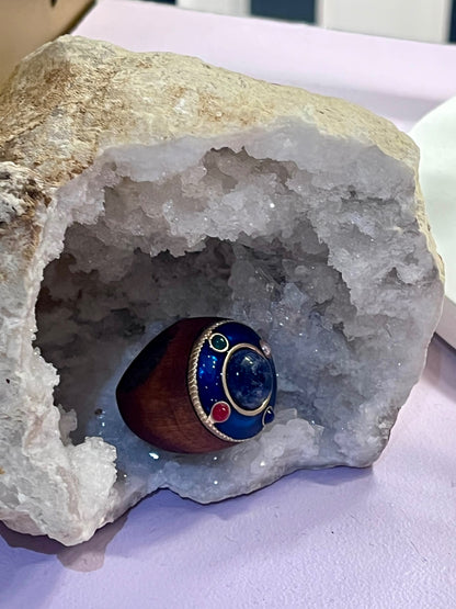 Celestial Alignment Sodalite & Wood Ring