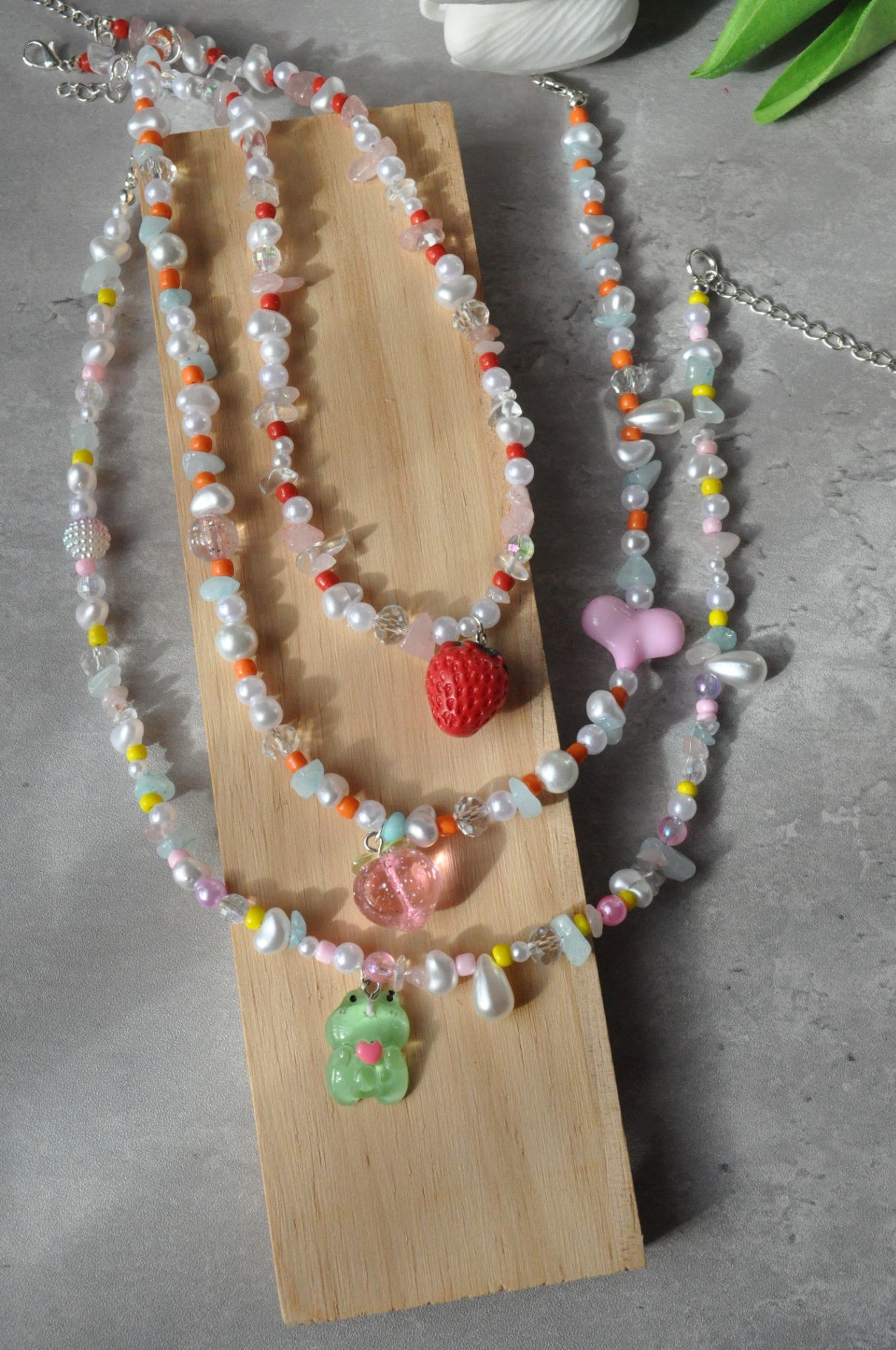 Strawberry Pendant Gemstone Necklace