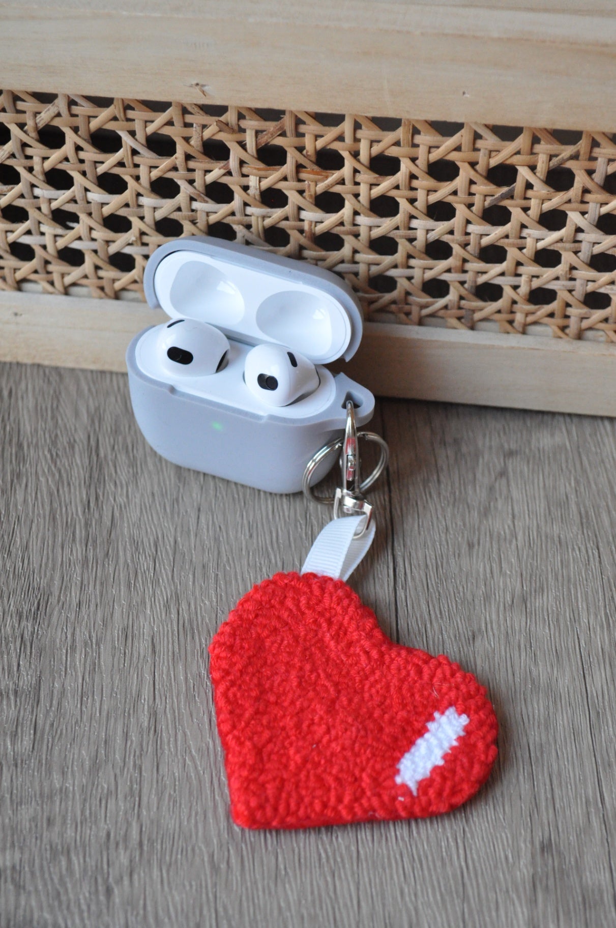 Red Heart Tufted Keychain