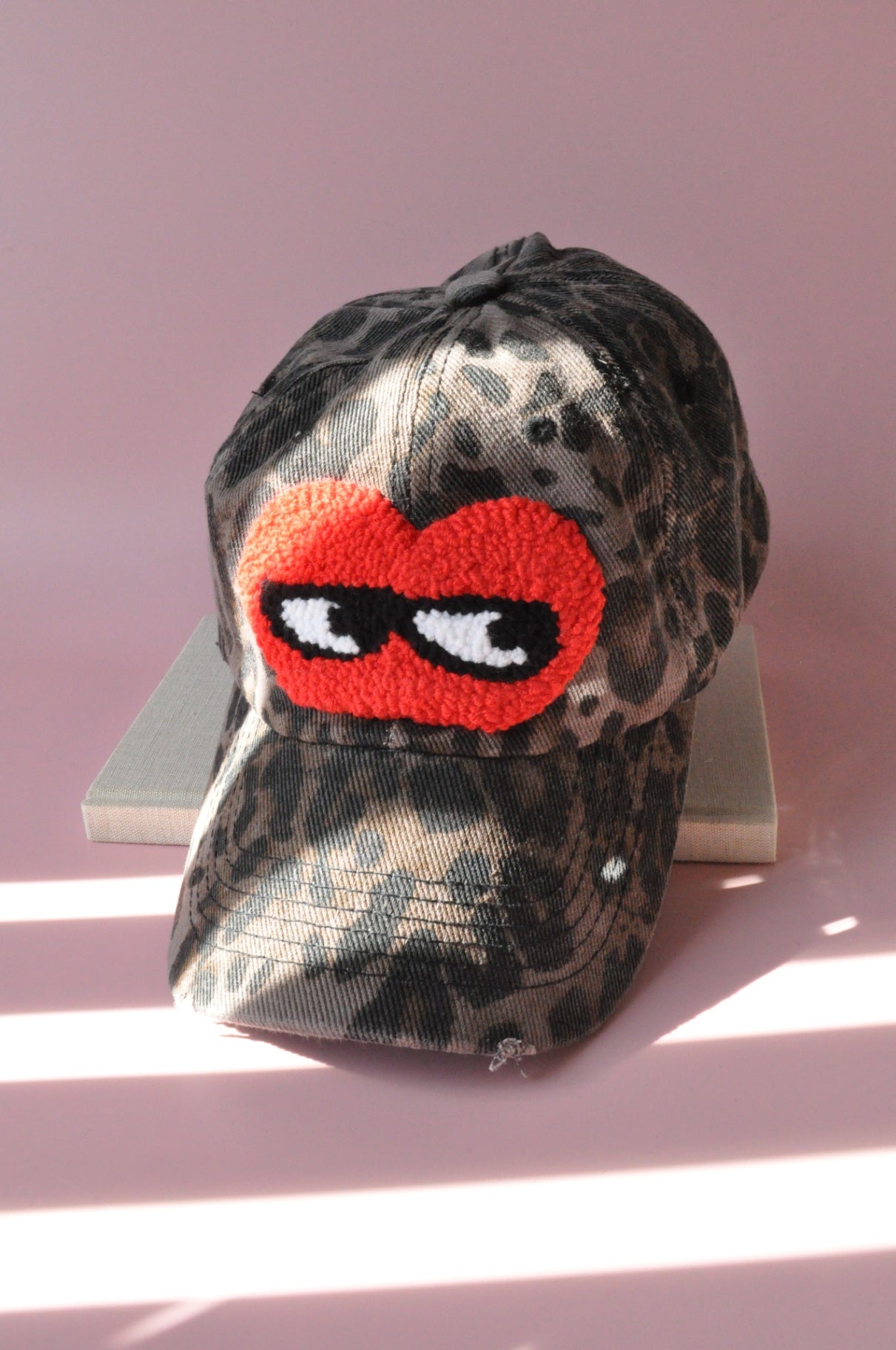 Tufted Heart Leopard Cap 