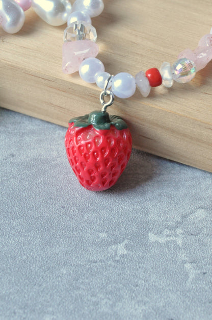 Strawberry Pendant Gemstone Necklace