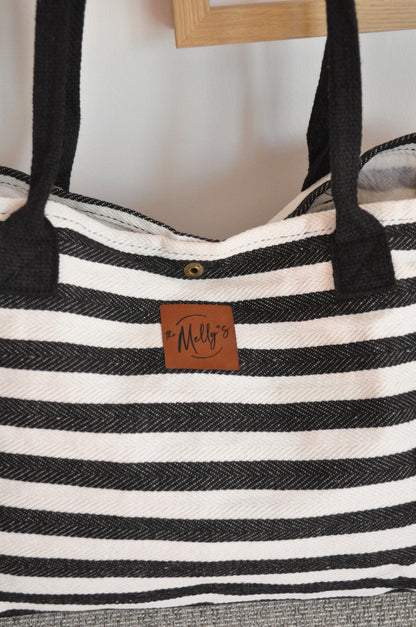 Colourful Striped Tufted Bag