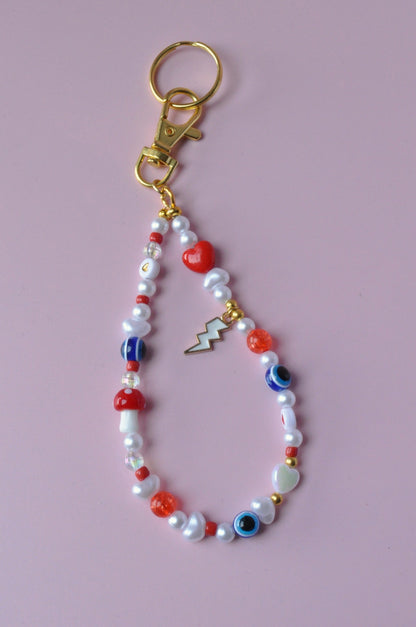 Lampwork Mushroom Keychain