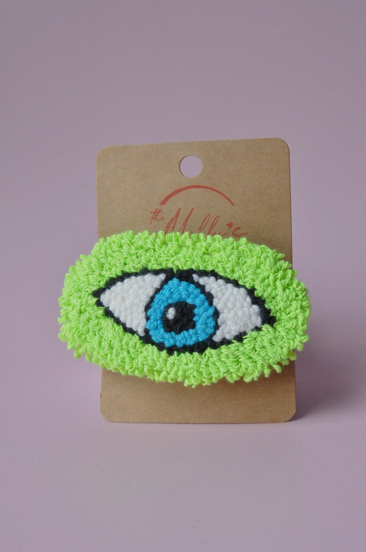 Tufted Neon Green Hair Clip