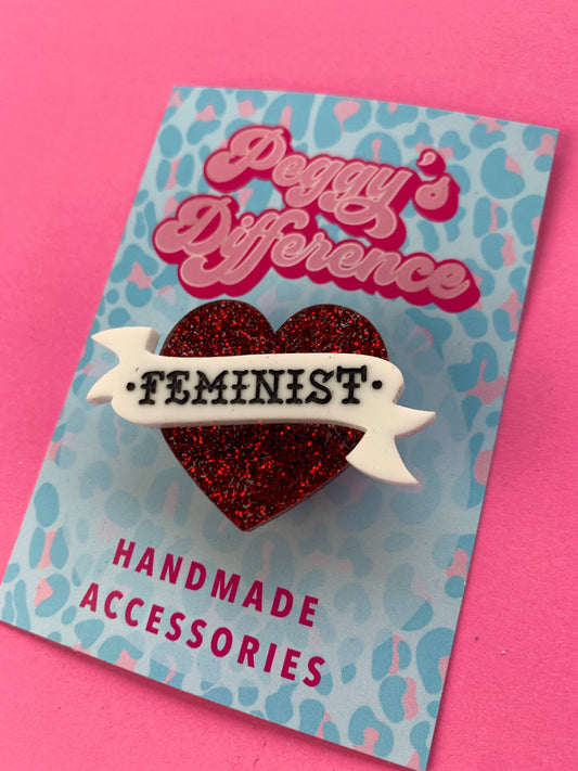 Feminist Tattoo Heart Brooch