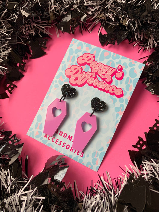 Pink Coffin Acrylic Earrings