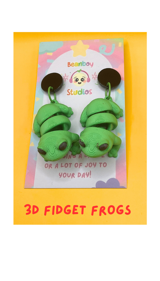 3D Fidget Frog Earrings