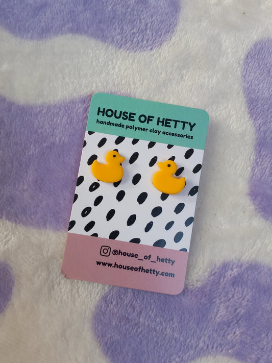 Yellow duck polymer clay stud earrings