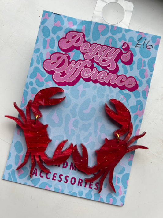 Crab acrylic earrings