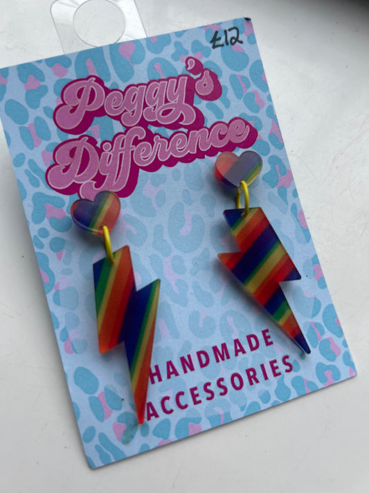 Rainbow lightning bolt earrings