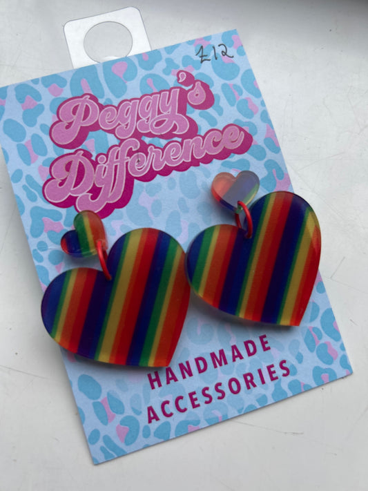 Rainbow love heart pride earrings