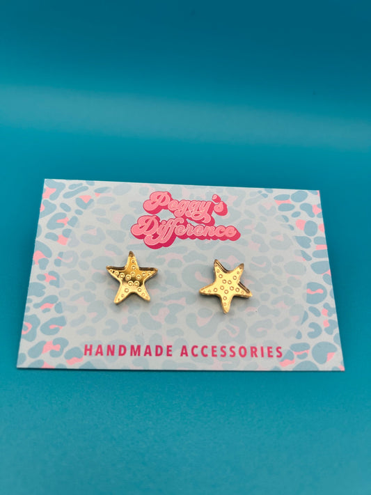 Gold starfish stud earrings