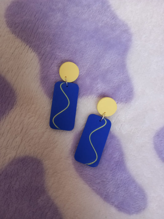 Polymer clay rectangle squiggle earrings
