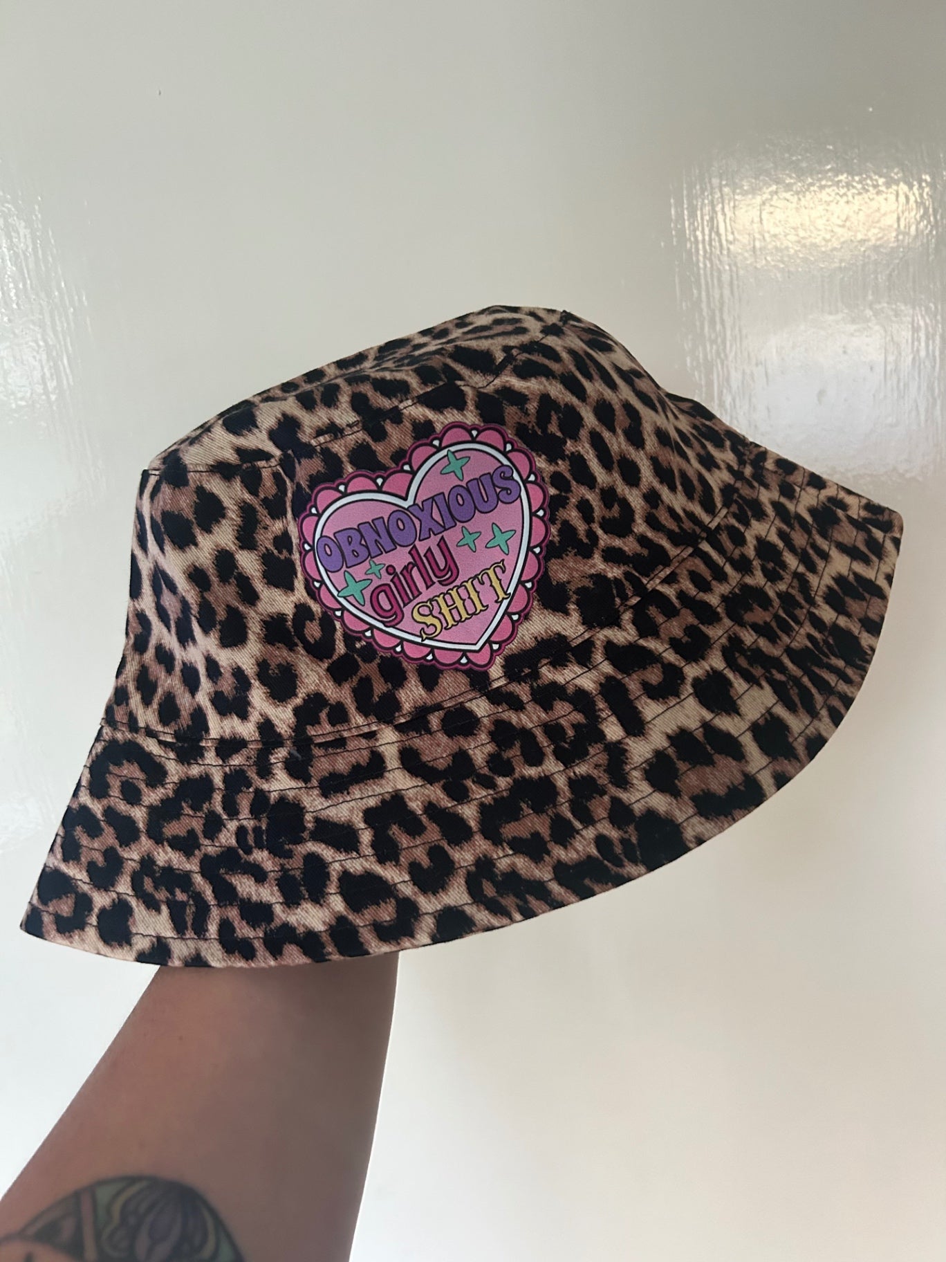 Obnoxious Girly Shit Leopard Print Bucket Hat