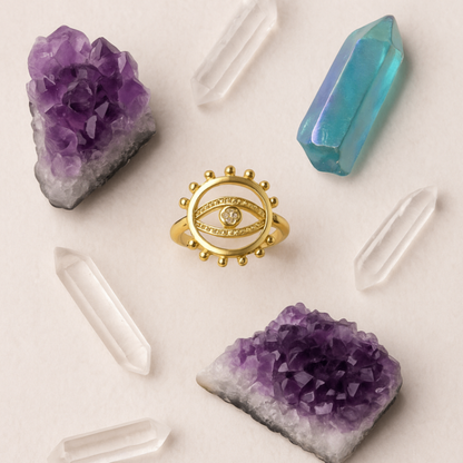 🔮 Gold Stainless Steel Evil Eye Ring