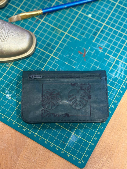 Monstera laser engraved purse