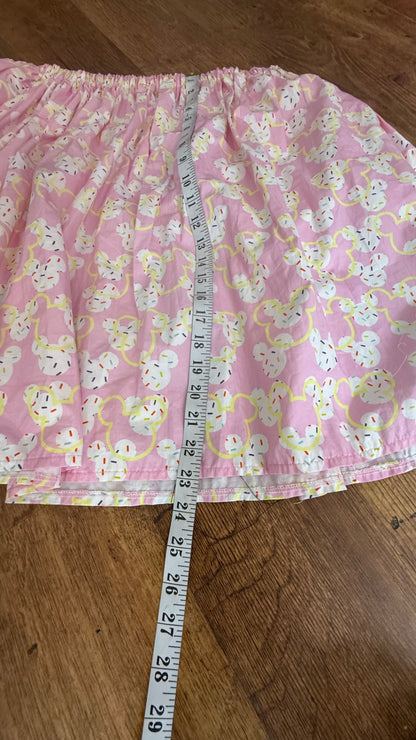 Reworked Disney pattern pink circle skirt with pockets free size XL