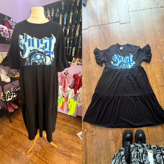 Ghost band reworked midi dress with pockets 