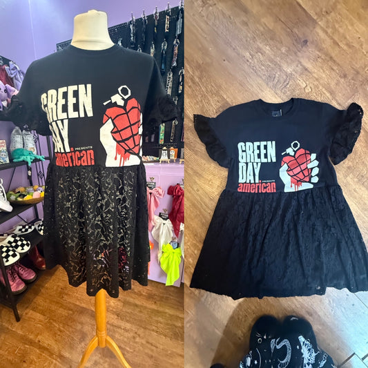 Green Day we worked lace smock Dress