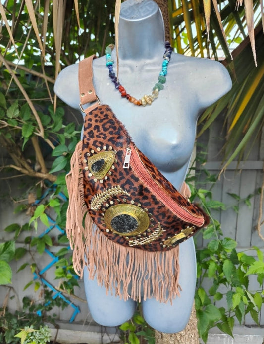 DOLLY bumbag suede fringes - Leopard 