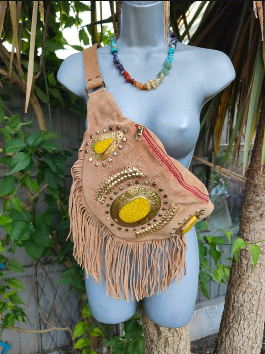 DOLLY Bumbag Suede fringes - Tan