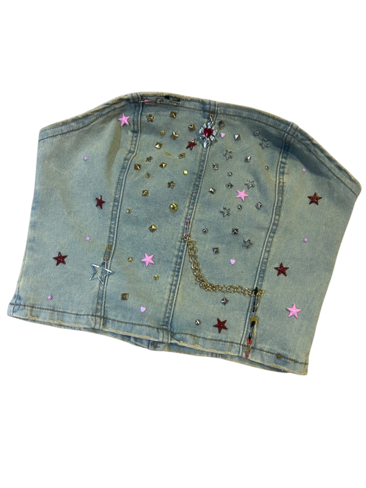 Embellished Denim Corset