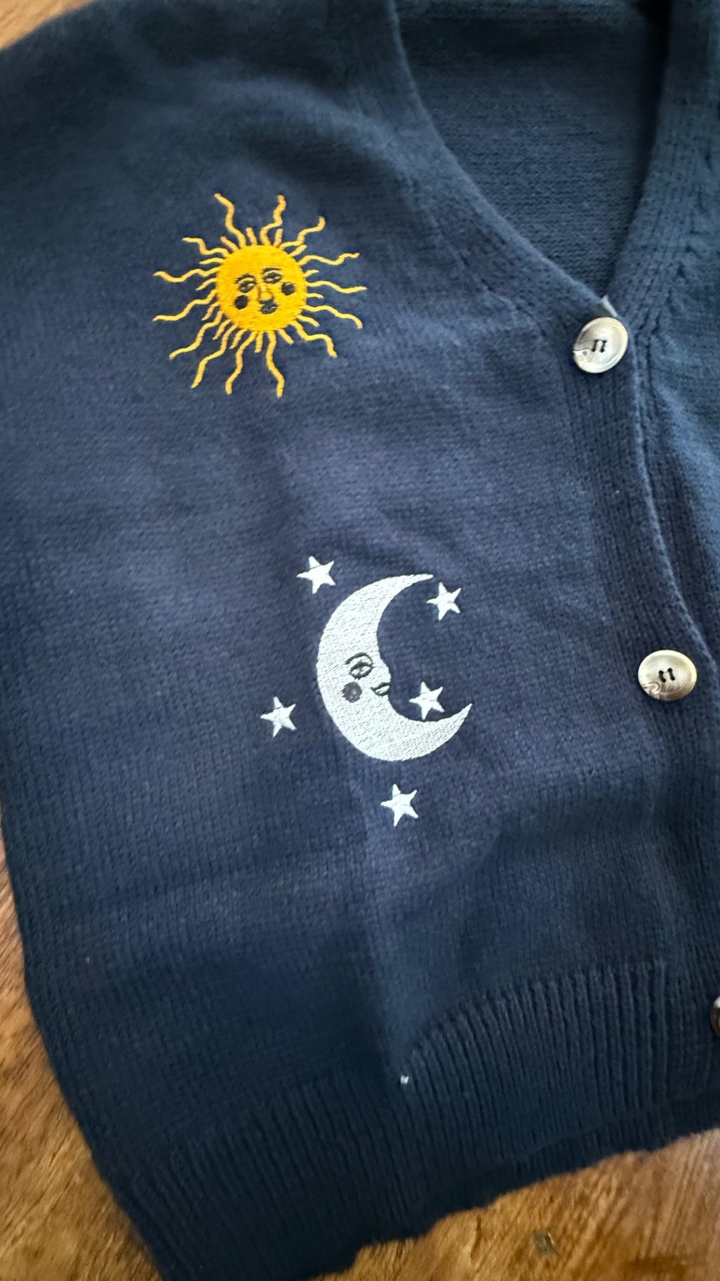 Embroidered lunar moth/celestial cardigan XL