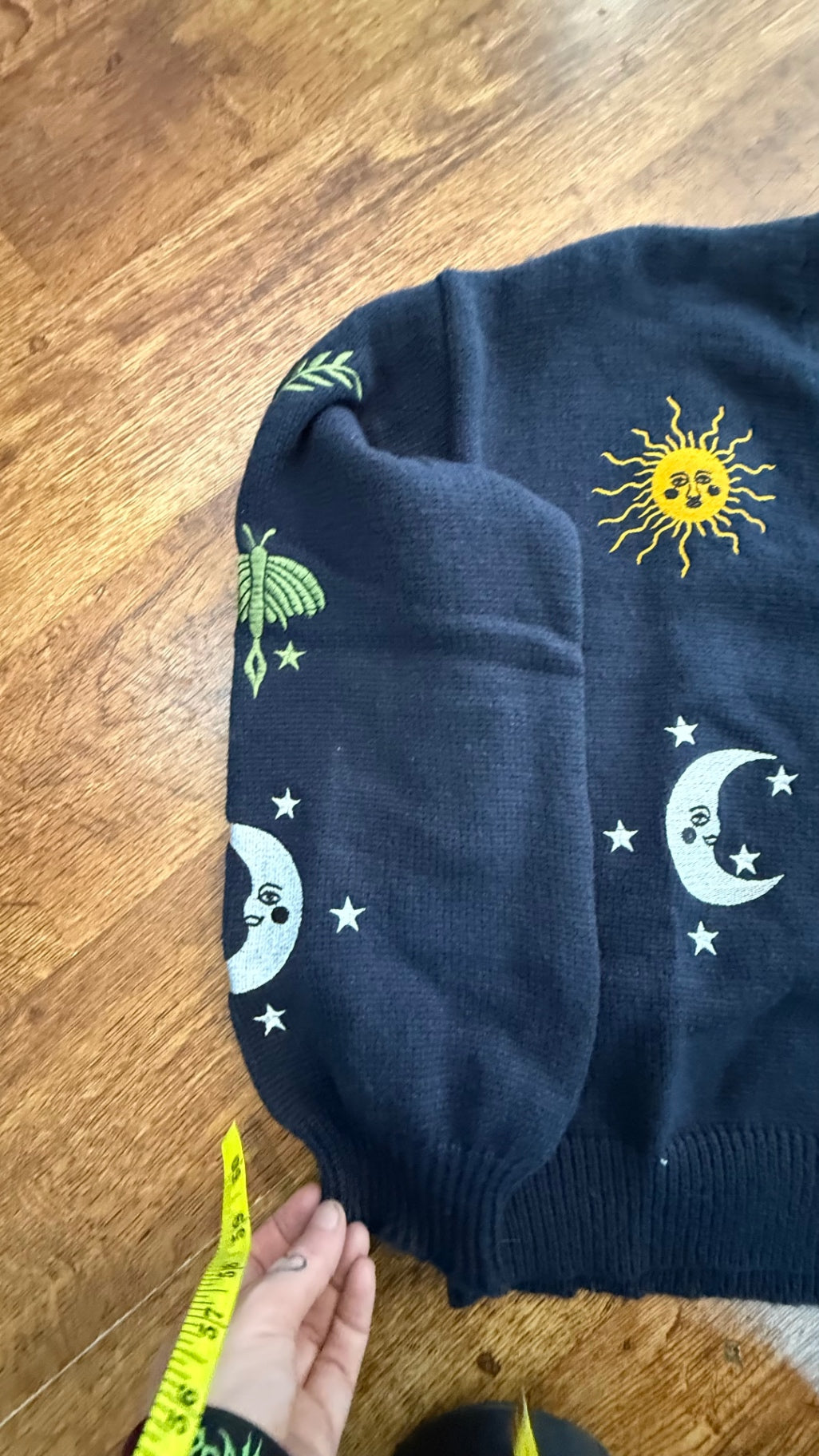 Embroidered lunar moth/celestial cardigan XL