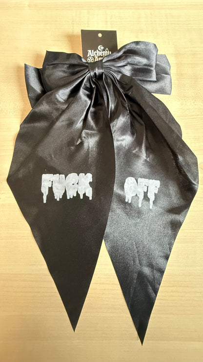 Black satin hair bow
