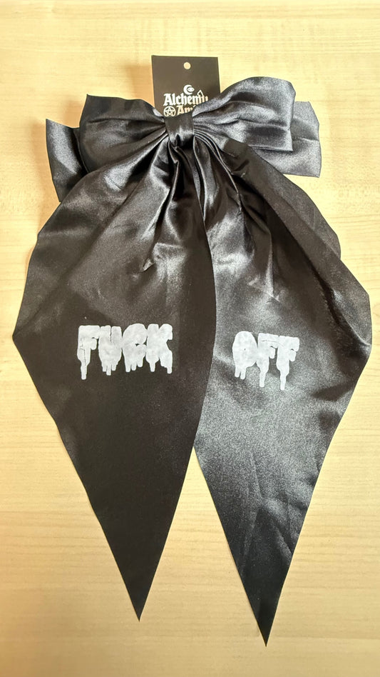 Black satin hair bow