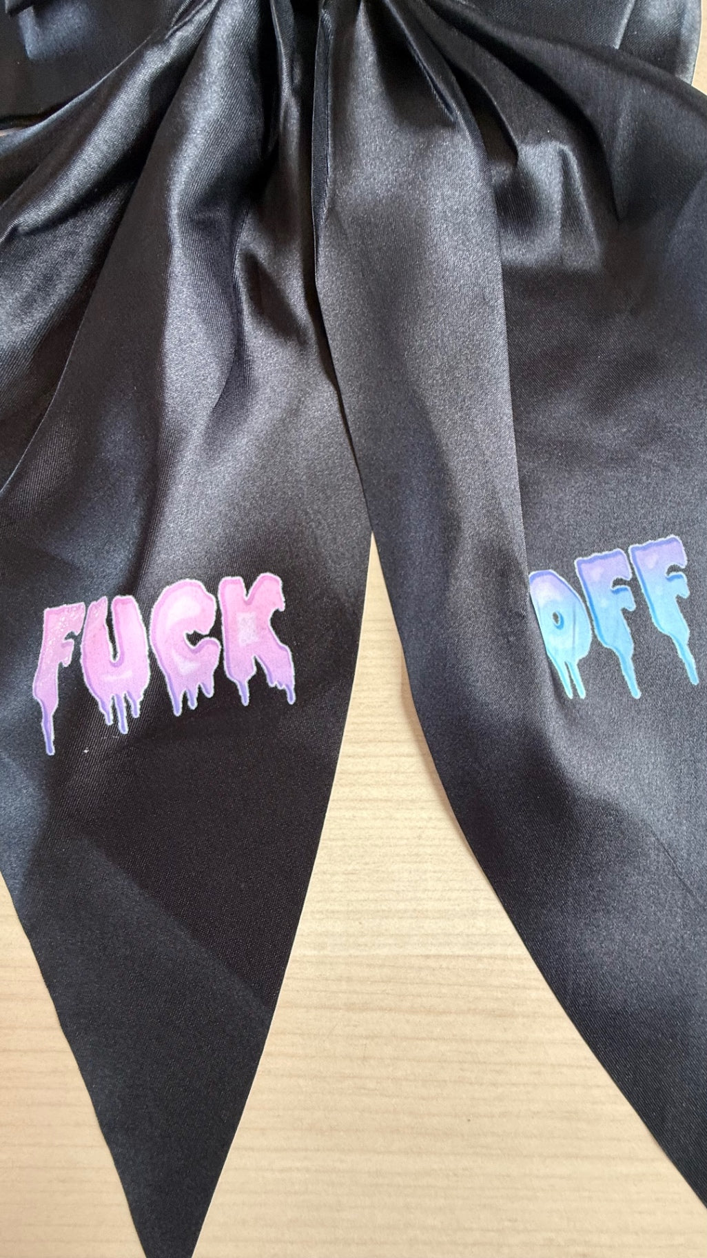 Black satin hair bow fuck off