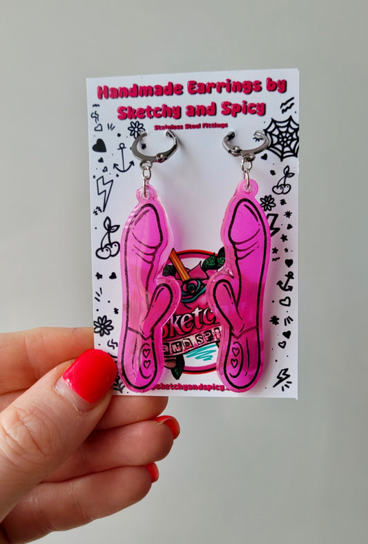 Pink Vibrator Earrings – NSFW Resin Statement Jewellery