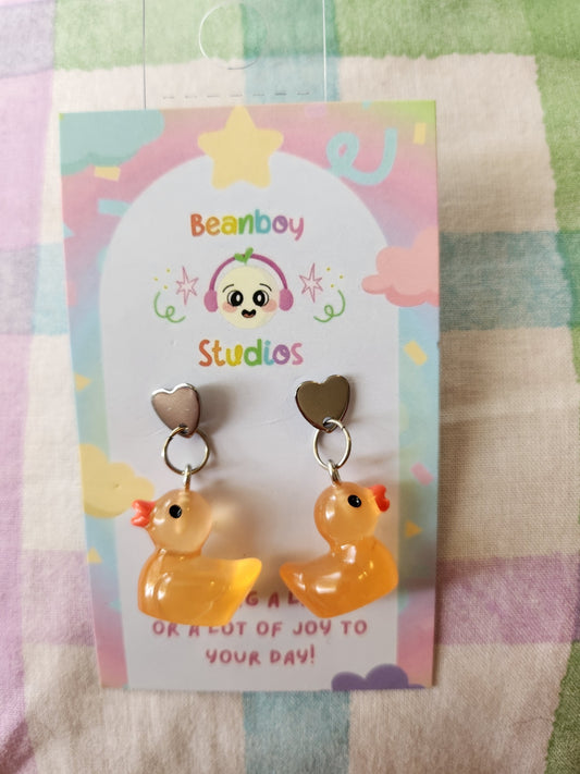 Yellow Duck Earrings