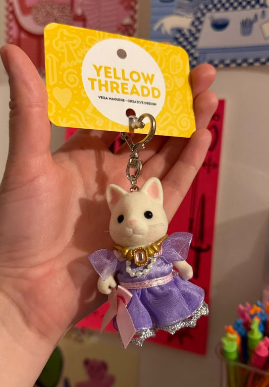 White Cat Keychain