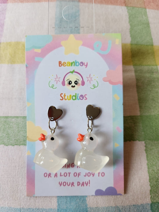 Clear Duck Earrings