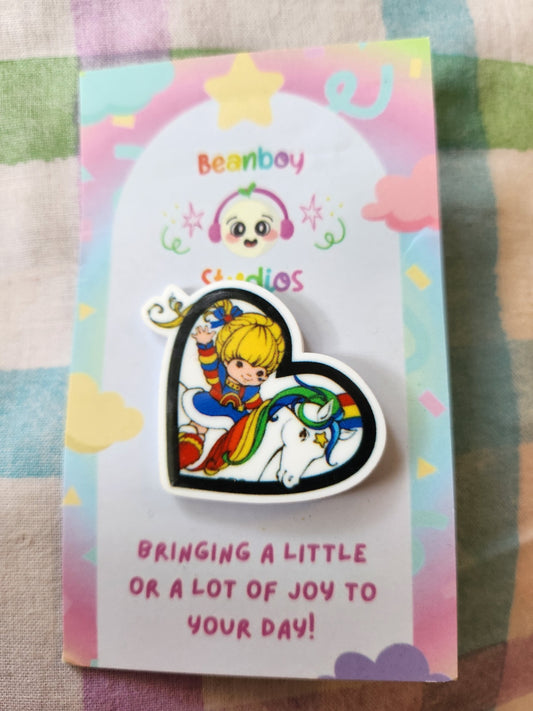 Rainbow girl and horse pin badge!