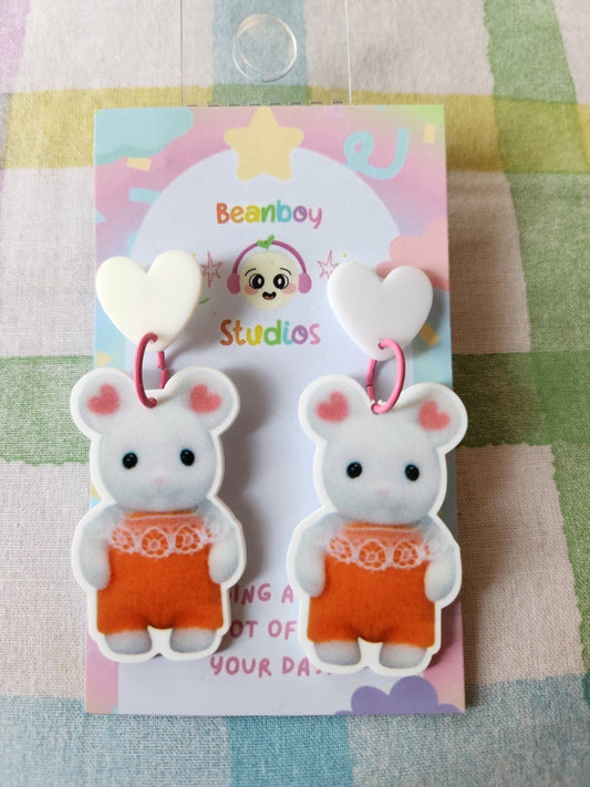 Cute Marshmallow Mouse Earrings